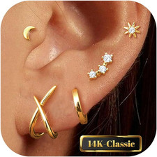 Stud Earrings for Women Trendy-14K Gold Plated Earring Studs Set Hypoallergenic