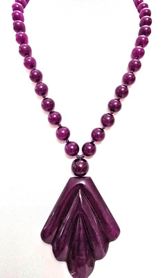 LOLA ROSE DARK PURPLE QUARTZ GEMSTONE ART DECO STYLE NECKLACE  18''  -  NWOT