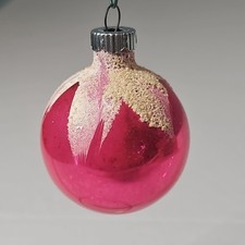 Vintage Mercury Glass Pink w/ White Mica Christmas Ornament 2" Made In USA