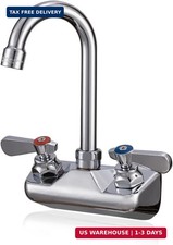 Commercial Sink Faucet Wall Mount 4" Center Hand Sink Faucet - 3-1/2" Gooseneck