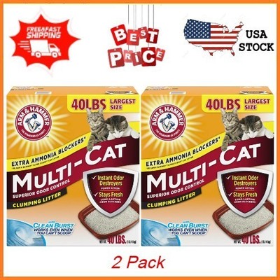 2 Pack ARM & HAMMER Superior Odor Control Cat Litter, Multi-Cat Clumping Litter
