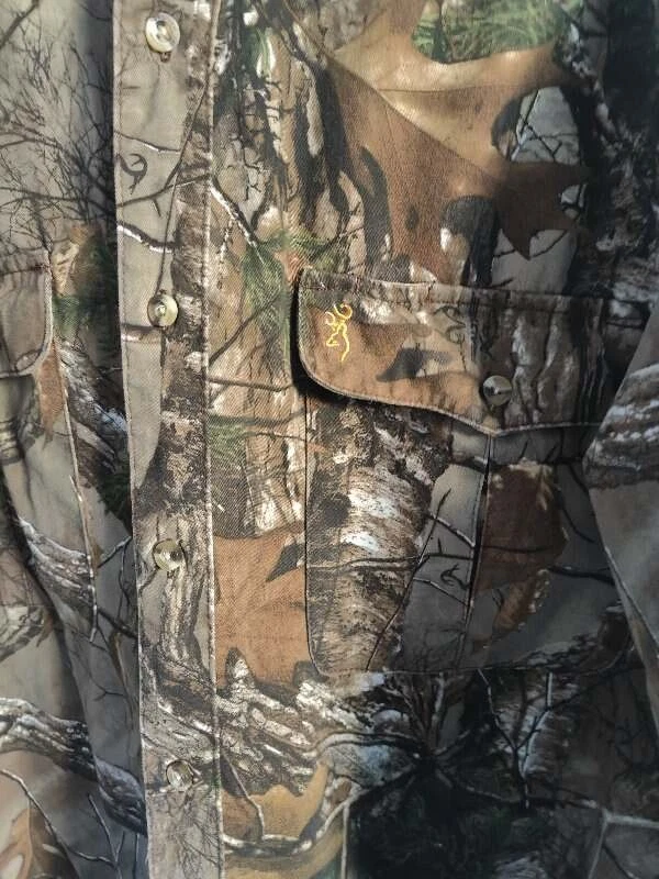 Browing Men's Sz XL Long Sleeve Realtree Camo Long Sleeve Shirt Hunting Camoufla - Image 4 of 4