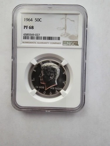 SILVER 1964 PF68 KENNEDY HALF DOLLAR NGC GRADED 90% SILVER 50C COIN
