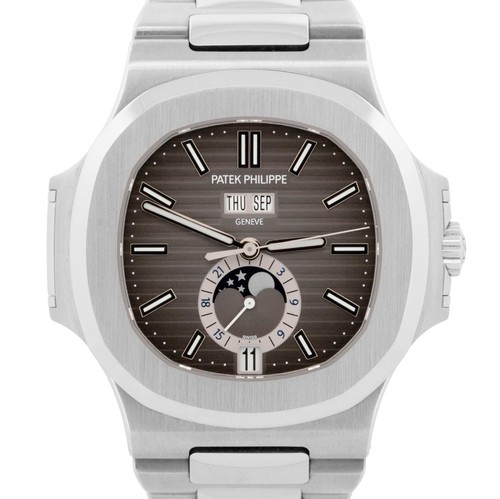 PAPERS Patek Philippe Nautilus Moonphase GRAY Steel 40.5mm 572...