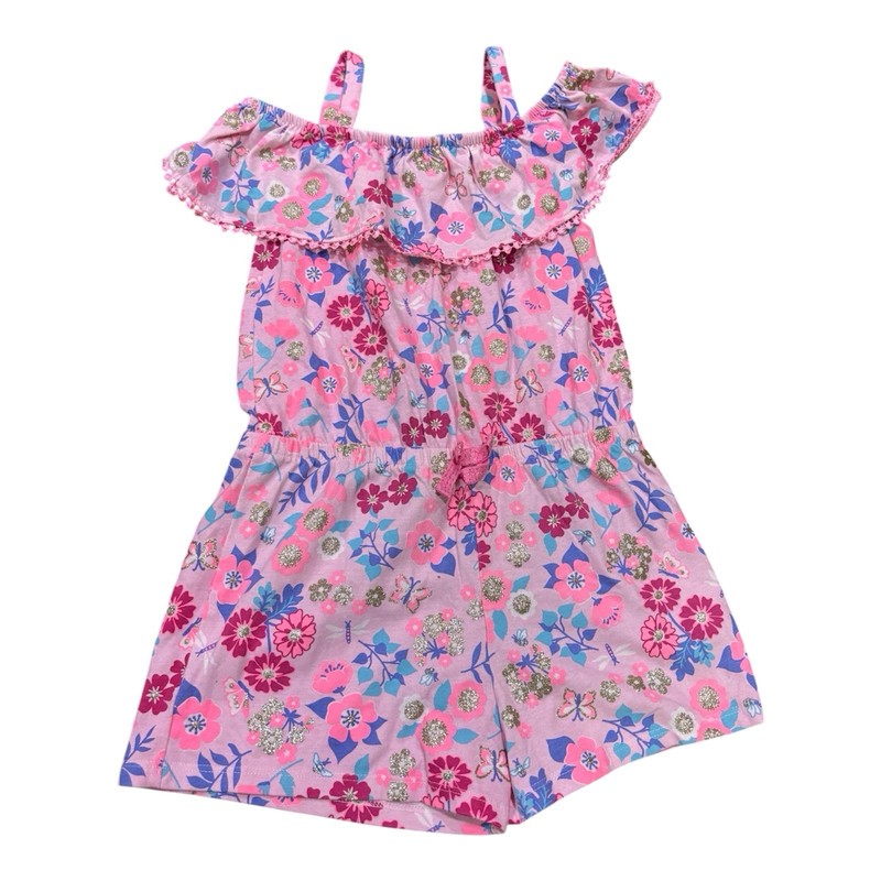 Isaac Mizrahi Girls Summer Shorts Romper Size 7/8 Off Shoulder Pink Floral