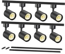 8-Light LED Track Lighting Kit with 6.6FT H Type Track Rails, 8 Lights Black