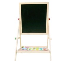 Kid's Wooden 2-in-1 Blackboard and Whiteboard Easel for Chalk Drawing