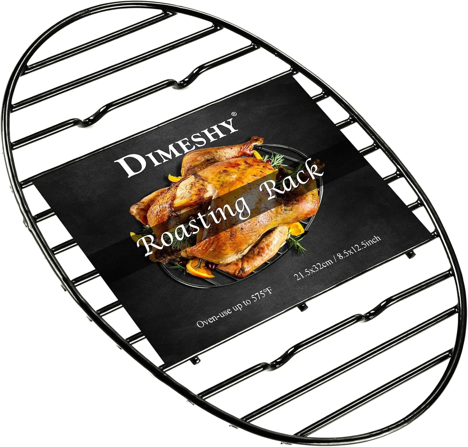 Roasting Rack, Black with Integrated Feet, Enamel Finished, Nonstick, Fit for 15