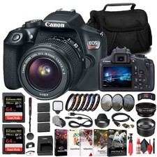 Canon EOS Rebel T6 DSLR Camera W/ 18-55mm Lens  2 x 64GB Card  Filter  More