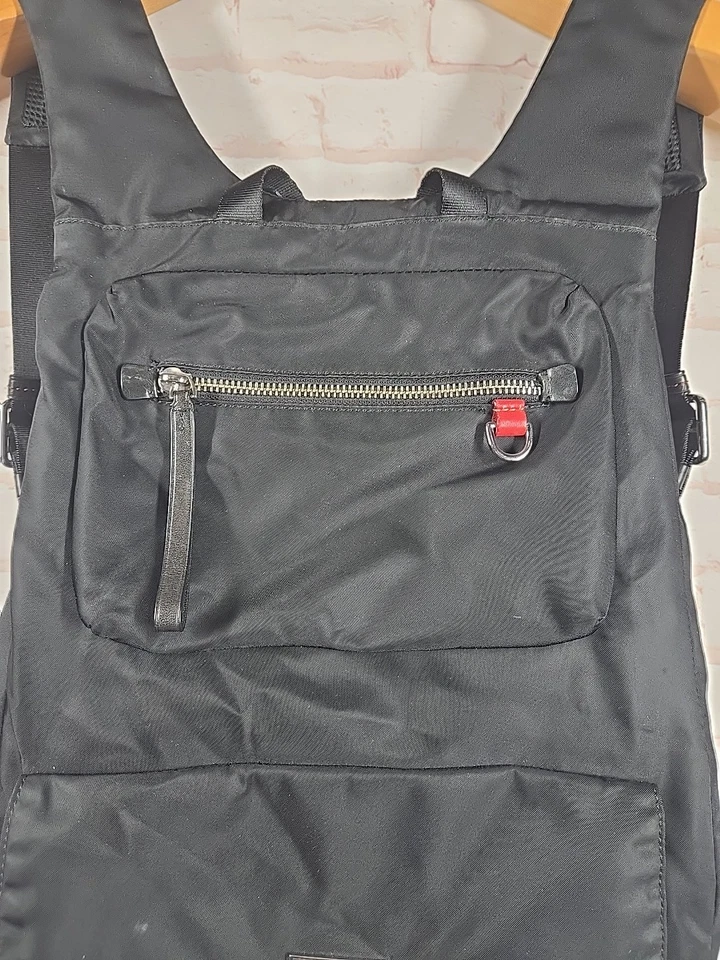 TUMI Mujer Voyageur Mochila Negra 14" x 11" Nylon Cuero Bolso Dije Foto 3 de 4