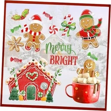 Mfault Merry Christmas Window Clings 4 Sheets, Xmas Ginger Bread Gingerbread