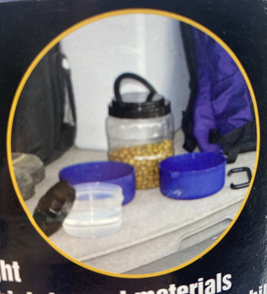 Contenedor portátil de comida y agua para perros con 2 cuencos para servir y mango para viajes nuevo Foto 4 de 4