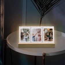 3in1 Photo Picture Frame Clear Acrylic Night Light Desk Photo Frame Decor