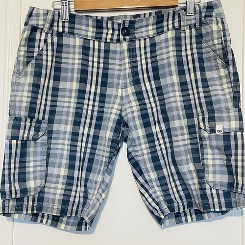 Animal Womens Cargo Shorts Size 12 Cotton Blue Check Spring Summer Casual - Picture 1 of 10