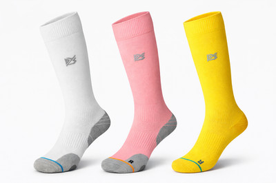 3 Pairs Compression Running Socks, Ultralight, Professional, White/Yellow/Pink, EU 35-39