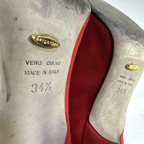 Auth sergio rossi - Red Suede Women's Pumps - Picture 5 of 9