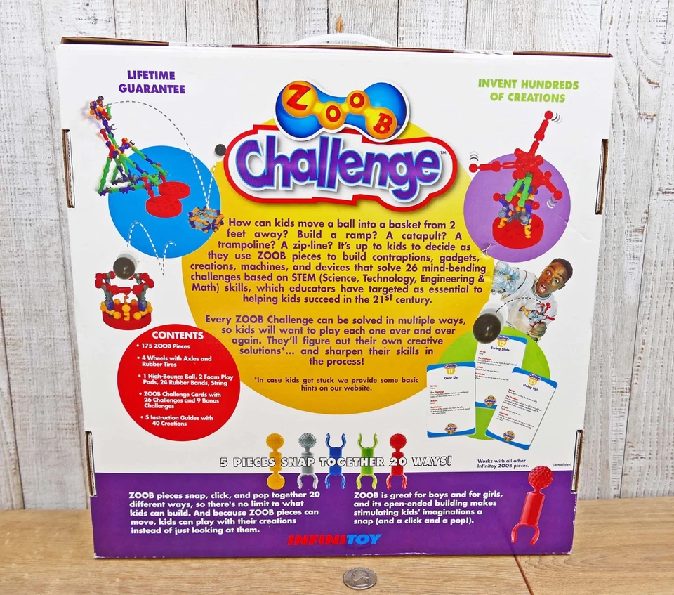 NEW Zoob 175 piece Challenge STEM Building Set 2012 InfiniToy SEALED - Image 2 of 3