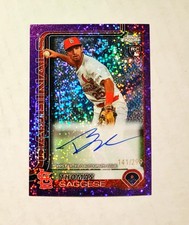 Thomas Saggese 2025 Topps Chrome RC AUTO PURPLE Spekle REFRACTOR 141/299 Raw z15
