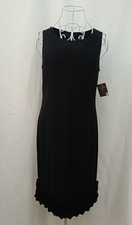 Taylor Women's Dress Size 4 LBD Little Black Dress Knit Ruffle Trim NWT NEW
