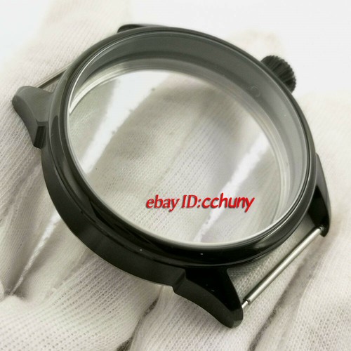 42mm Brushed Black PVD Steel watch Case Fit ETA 6497 6498 Seagull ST36 movement - Picture 3 of 6