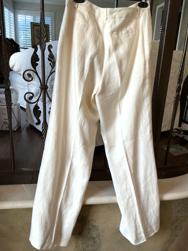 Pantalones Lauren Ralph Lauren Mujer Pierna Ancha 100% Lino Andover Marfil 8 - Imagen 5 de 5
