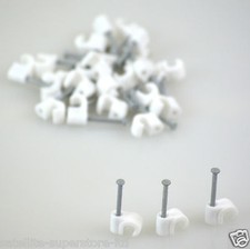 100 x 7mm White Single Cable Clips for WF100 / CT100 / RG6 Aerial Coaxial Cable