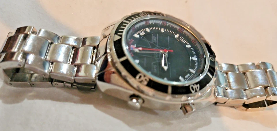 МУЖСКИЕ США POLO ASSN АНАЛОГОВЫЙ/ЦИФРОВОЙ SPORT ЧАСЫ СЕРЕБРИСТЫЙ ТОН ГРУППЫ US8211 СИГНАЛИЗАЦИИ R5 - Изображение 2 из 4