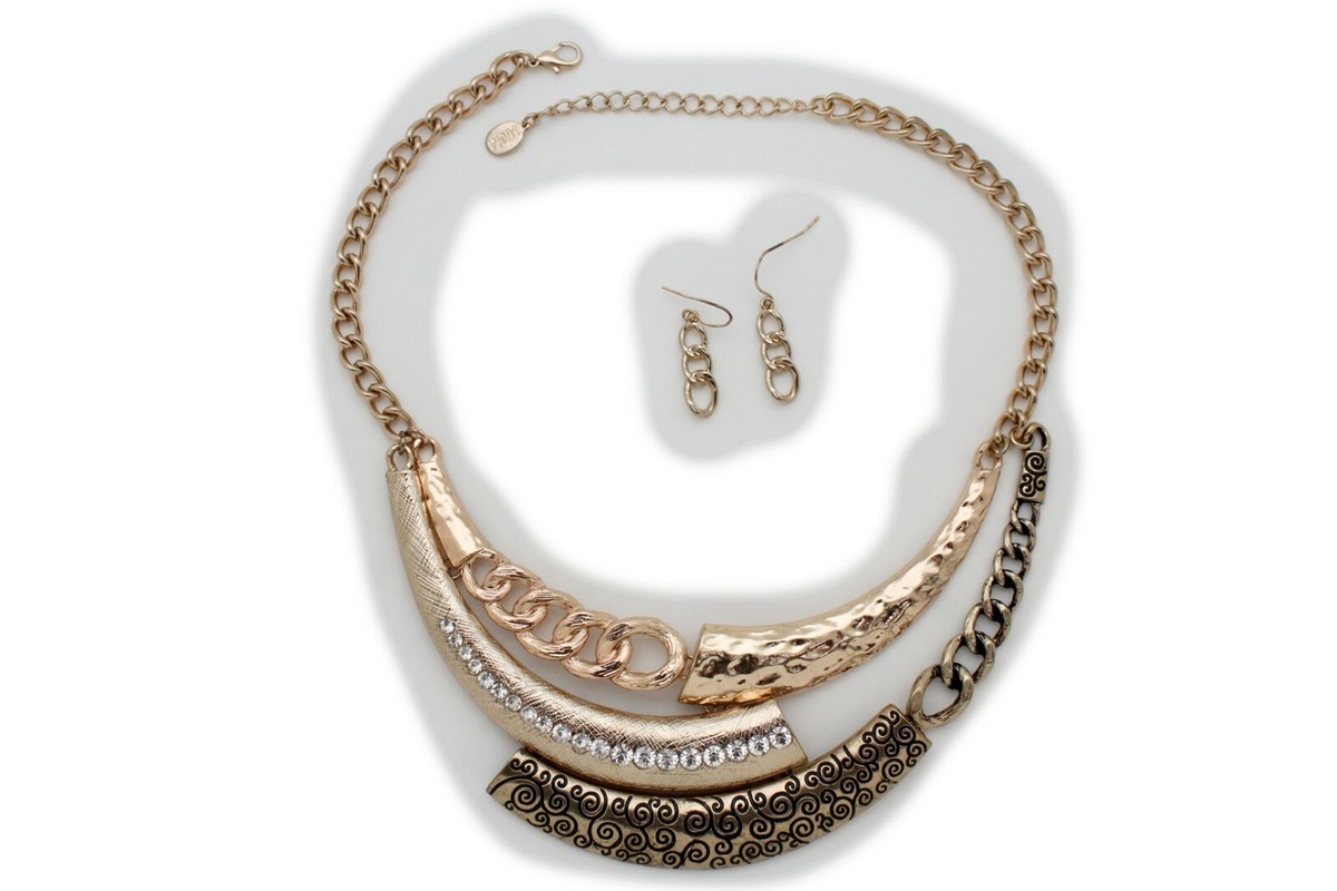 Collier Chaîne Vintage Doré Avec Pièces Métal - Style Antique Rouillé - Neuf Avec étiquette