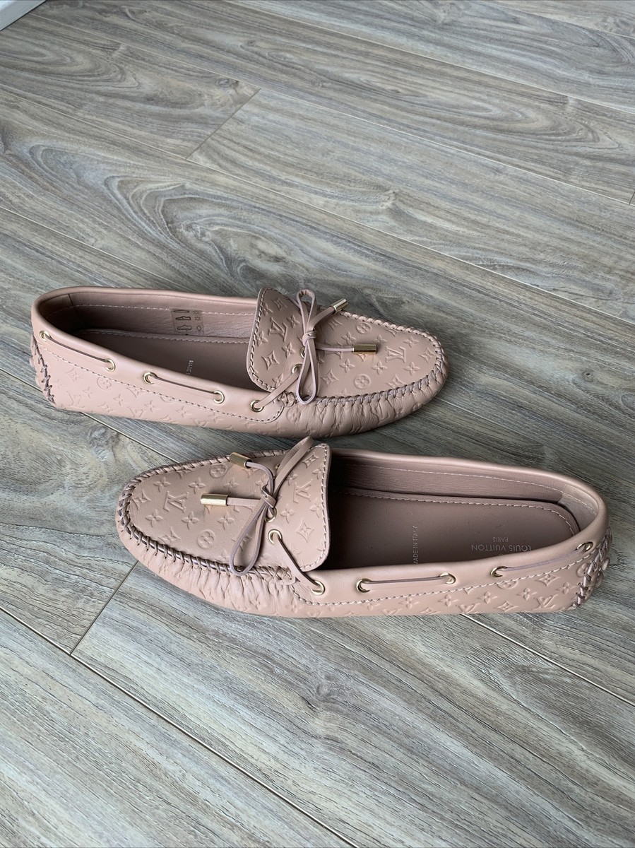 W/ BOX Louis Vuitton Empreinte Gloria Flat Loafer Nude Light Pink Womens 