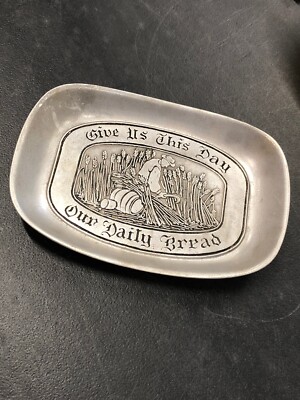 Vintage Wilton-Columbia Give Us This Day Our Daily Bread Pewter Bread Plate 