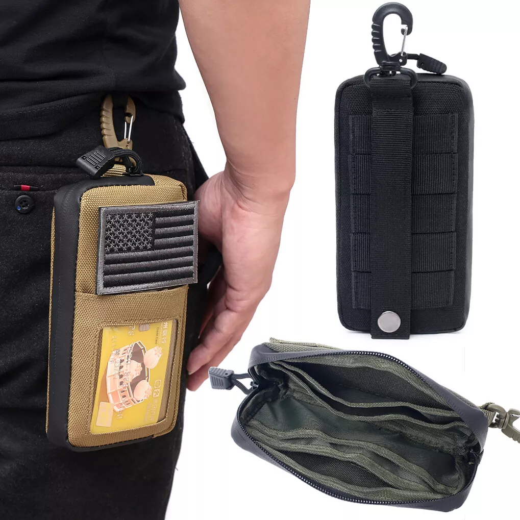 Front Pocket Wallet with Zippers Small Coin Purse Tactical Wallet