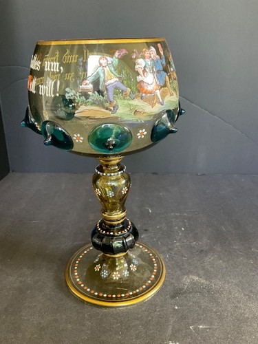 Theresienthal Roemer? Enamel Wohl Bekomm's Snifter Glass Goblet - Picture 7 of 12