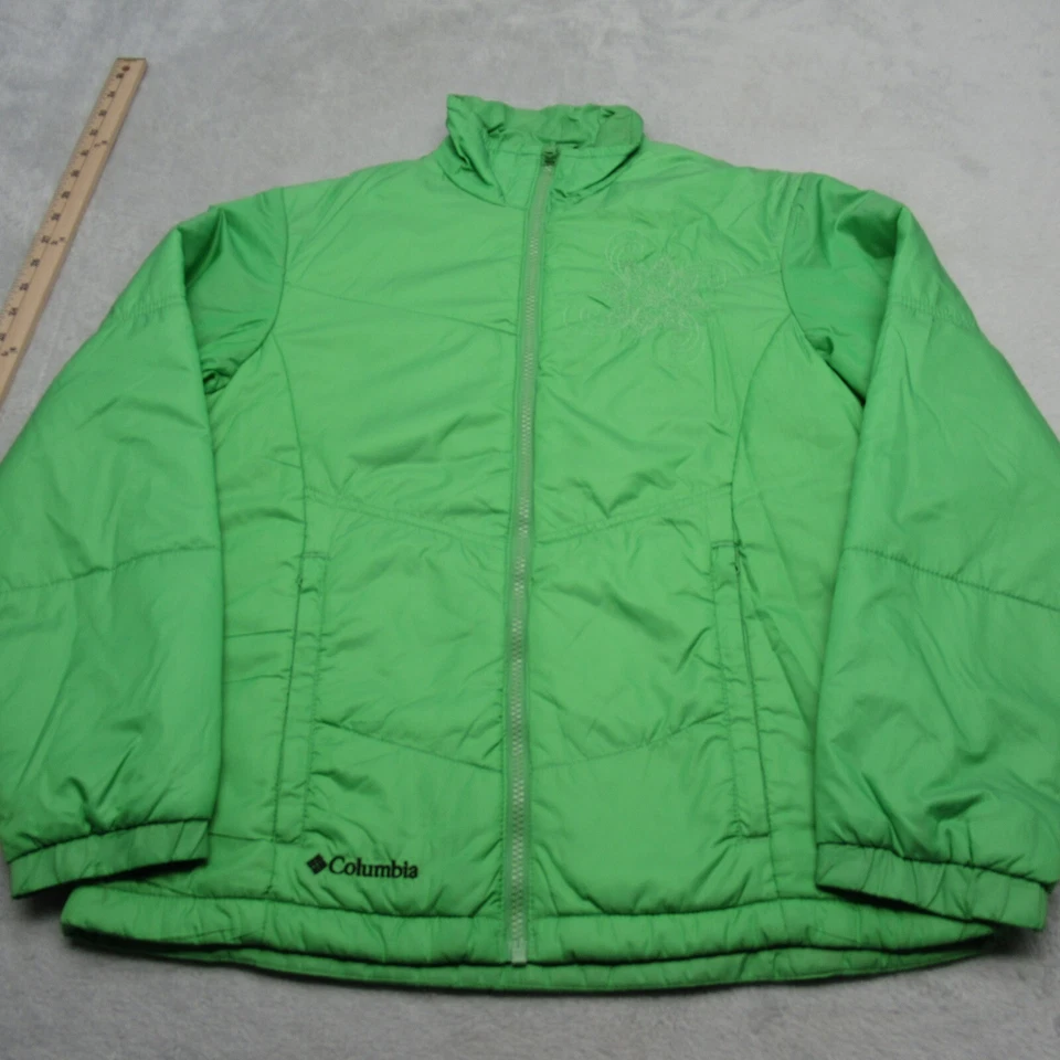 Columbia Jacket Womens Small Green Embroidered Interchange Insulated Puffer - Image 2 of 4