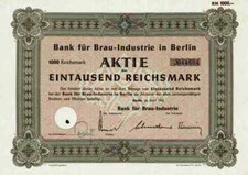 Bank f&uuml;r Brau Industrie 1942 Berlin Dresden Radeberger Sch&ouml;fferhof Oetker Gruppe