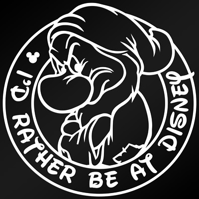 Disney Decal (Grumpy I'd Rather Be At Disney) 4.5 x 4.5 in. Grumpy ...
