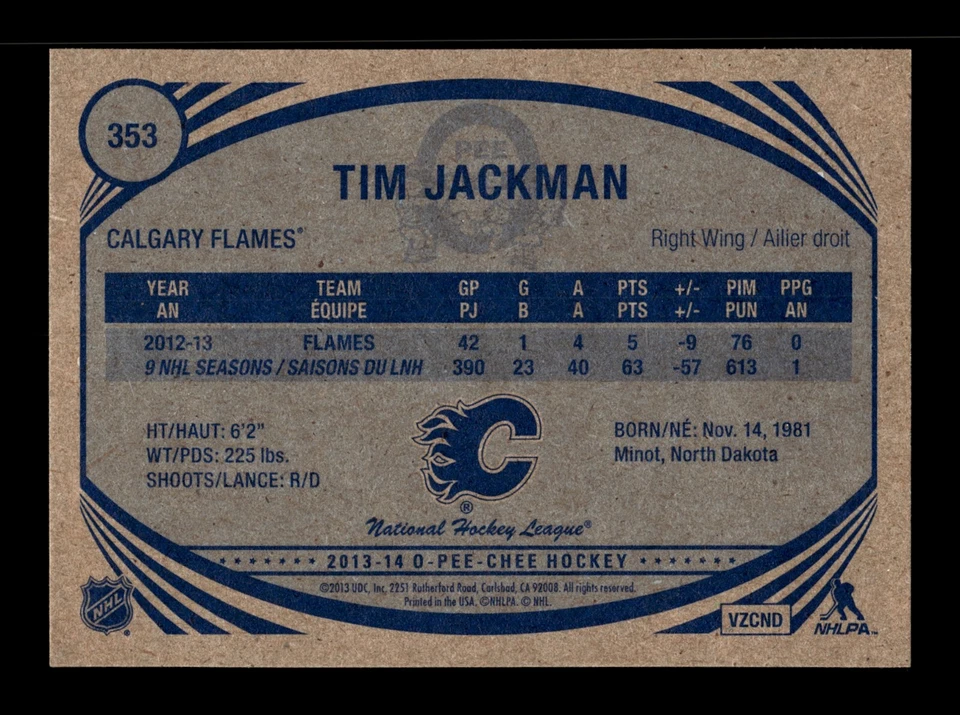 PWE READ stock photo . 2013-14 opc o-pee-chee retro #353 tim jackman - Image 2 of 2