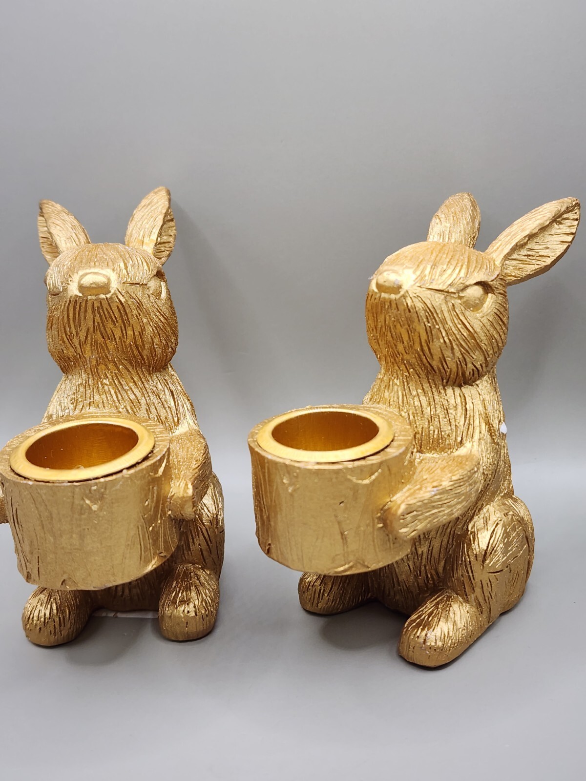 Easter Bunny Candlesticks Avon Gold Gilded Rabbit Taper Candle Holders