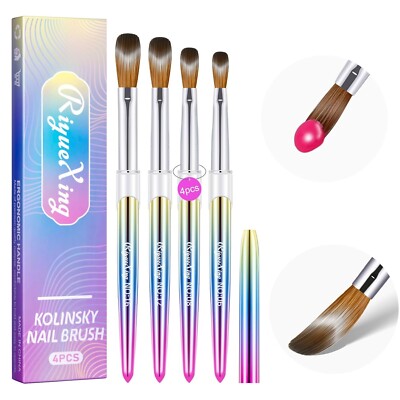PANA Finest 100% Pure Kolinsky Nail Art Brush with Round Acrylic Handle Size 4