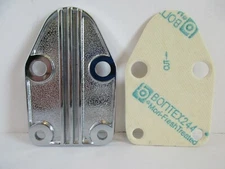 SBC Chrome Finned Fuel Pump Block Off Plate With Gasket SB Chevy 305 327 350 383