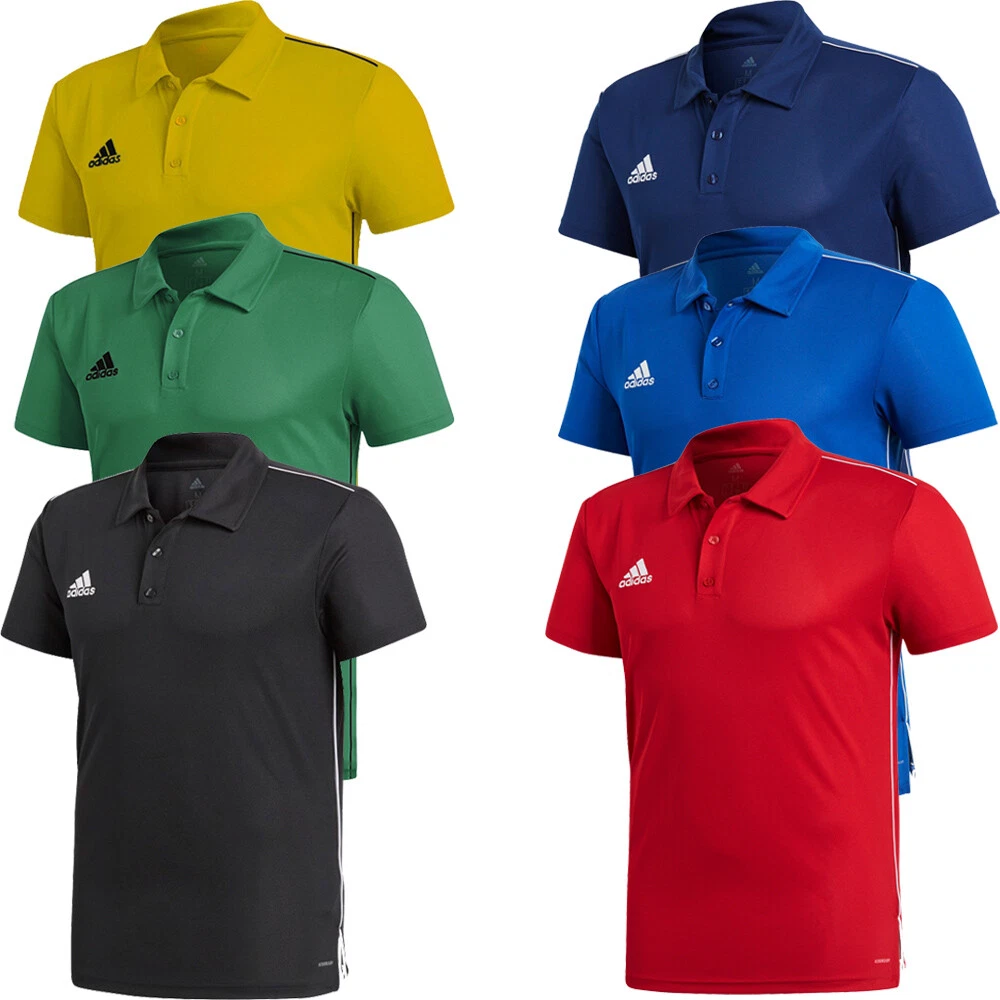 Adidas Mens Core 18 Polo T-Shirts TShirt T Shirt Sleeve Tops Climalite | eBay