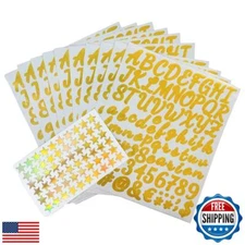Setposhz 900-Piece Vinyl Glitter Sticker Pack: Golden Alphabet and Number Sti