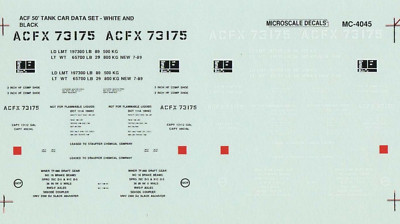 Microscale MC-4045 HO ACFX 50' 13,000 Gallon Tank Cars Data White/Black ...