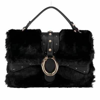 BORSA LIU JO DARSENA N68039 FUR BAG M CARTELLA + TRACOLLA PELLICCIA NERO  BLACK | eBay