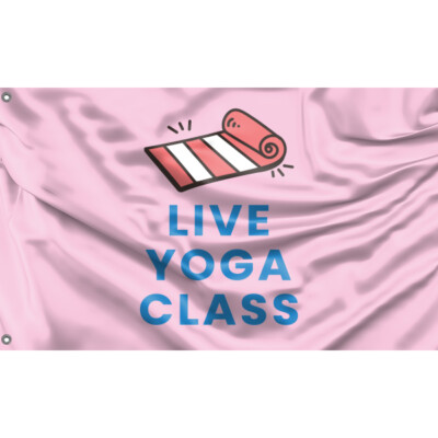 Live Yoga Klasse Flagge einzigartiges Design, 3 x 5 Fuß / 90 x 150 cm Größe, hergestellt in der EU