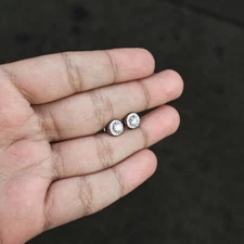 7mm Round Moissanite Cluster Earrings, 0.82ct Diamond Studs