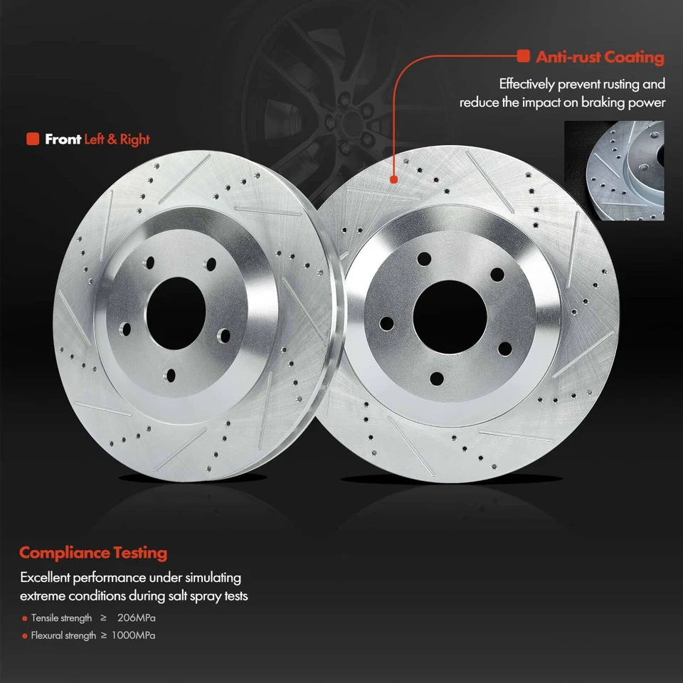 Rotor de freno delantero izquierdo y derecho perforado para Chevrolet Corvette Cadillac XLR Foto 2 de 4