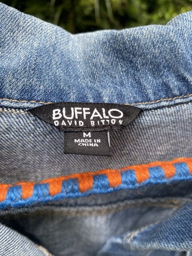 Buffalo David Bitton Stretch Denim Jacket Size Medium Women’s Blue Distressed - Picture 4 of 20