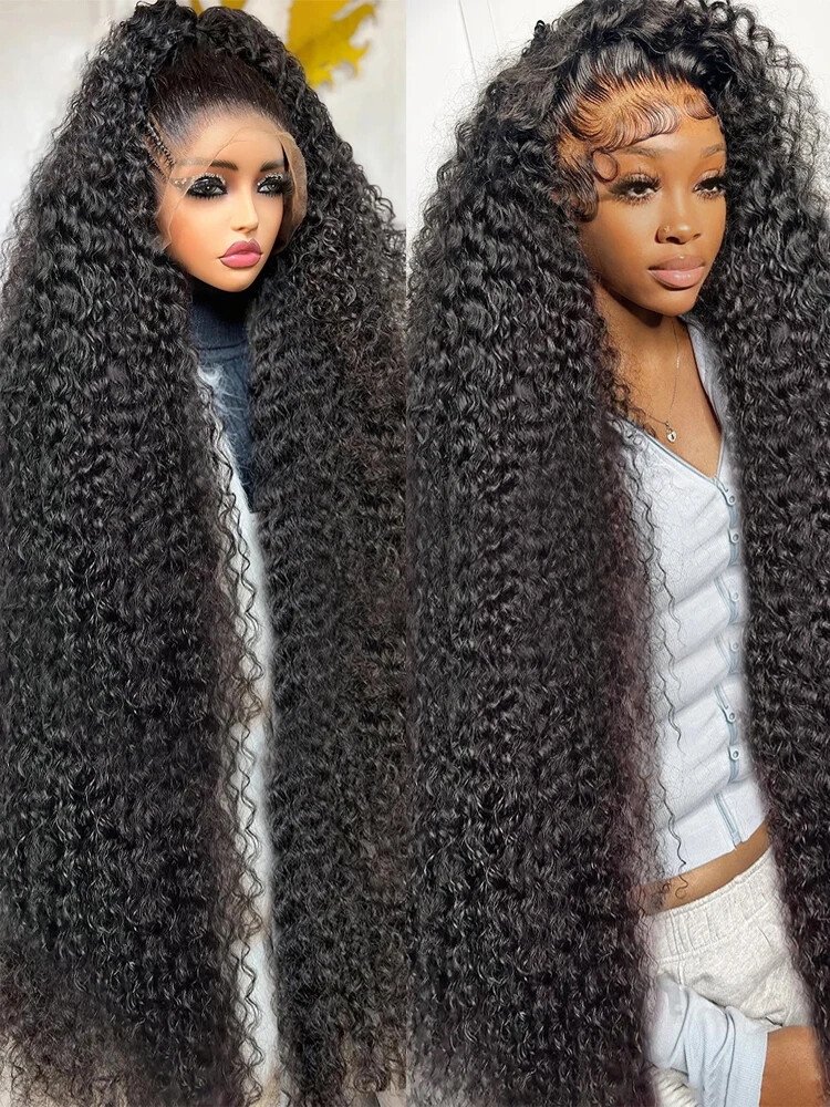 46 Inch Deep Wave HD Lace Front Wig Loose Water Curly Human Hair