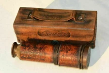 Nautical Brass London Marine Telescope Spyglass With Leather Box Set of 5 Pieces