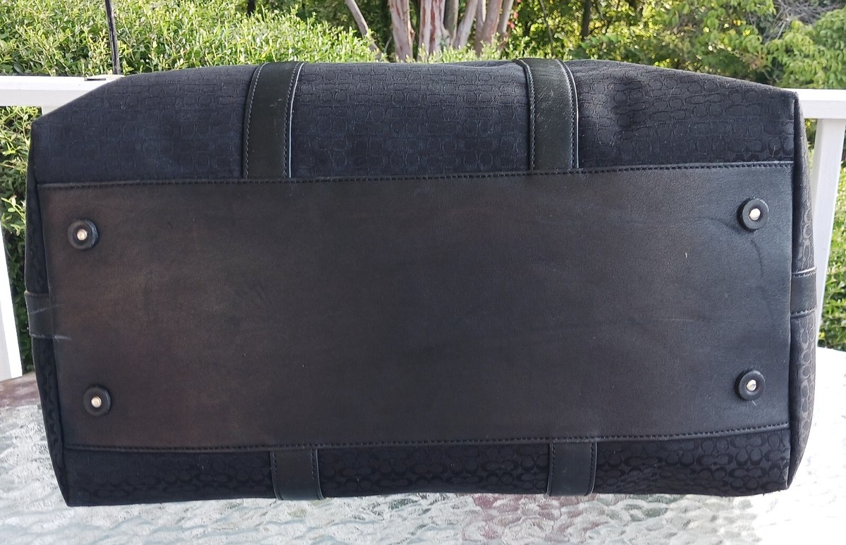 Coach 3602 Vintage Large Black Signature C Canvas Leather Trim